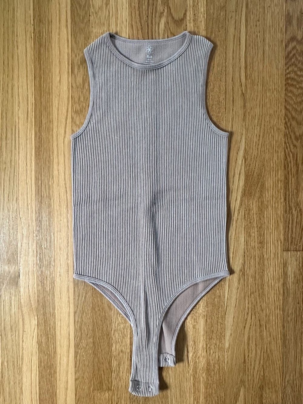 AURA Yoga Ribbed Sleeveless One-Piece Bodysuit - Taupe
